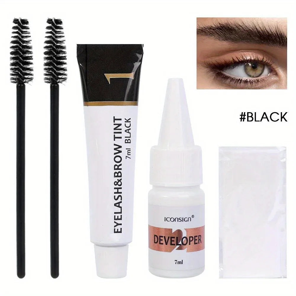 2 en 1 kit de teinture des cils et des sourcils, outil de maquillage de beauté professionnel pour la coloration des sourcils et des cils, adapté au quotidien