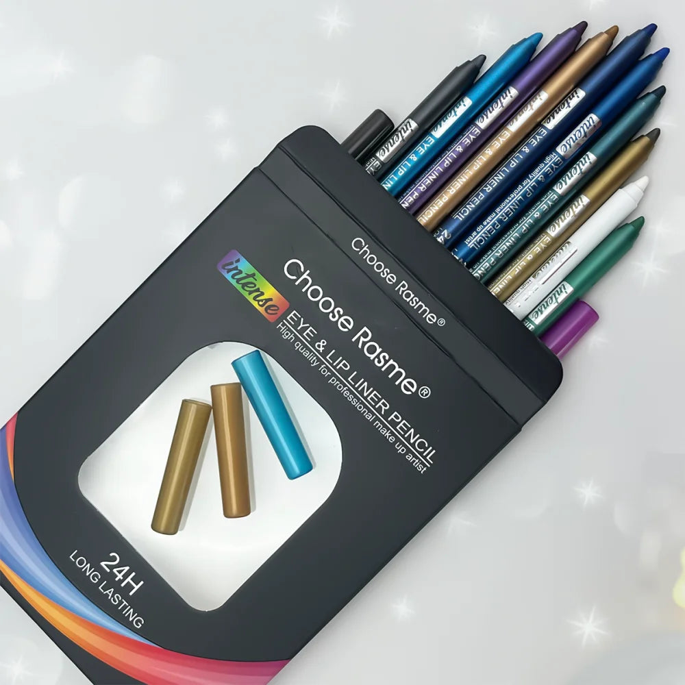 12 pcs Ensemble de stylos eyeliner imperméables avec effets chatoyants - Comprend fard à paupières durable et facile à colorer