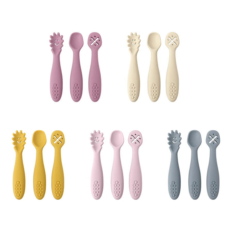 3PCS Mignon Bébé Apprentissage Cuillères Ustensiles Ensemble Nouveau-né Alimentation Cuillère Ensemble Tout-petit Cuillère Sevrage Couverts Enfants Tablewar