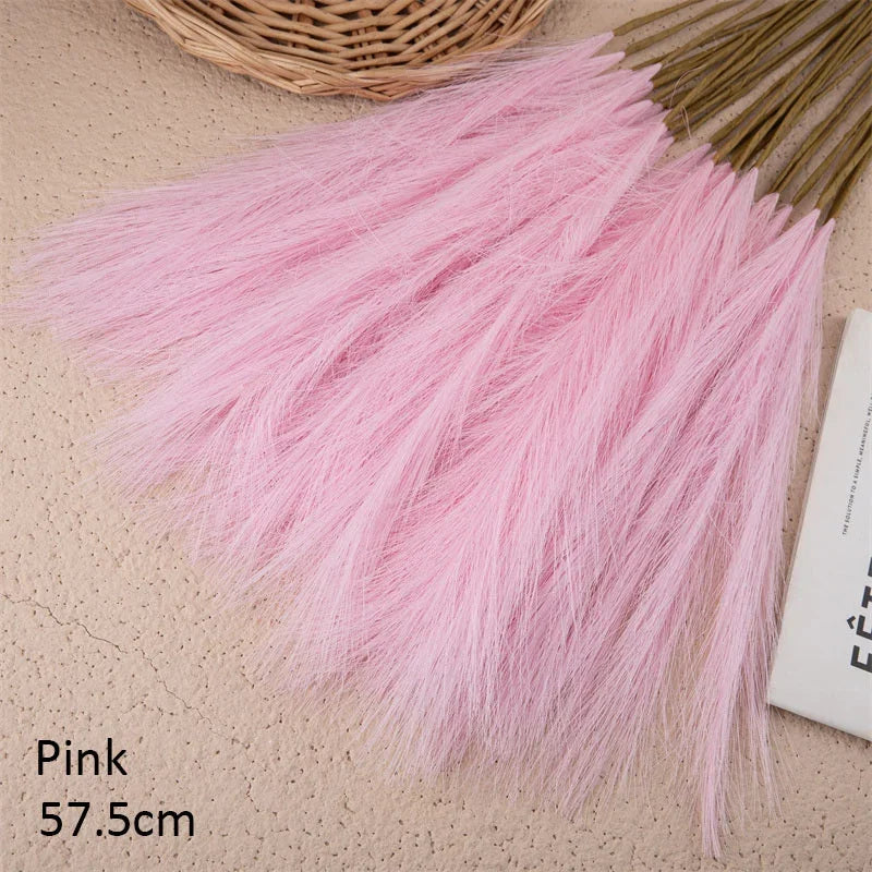 10Pcs Fleurs artificielles Pampa Herbe Fausse plante Roseau Décoration de mariage Fleurs Bleu Pampa Bouquet Boho Décor Maison Accessoires