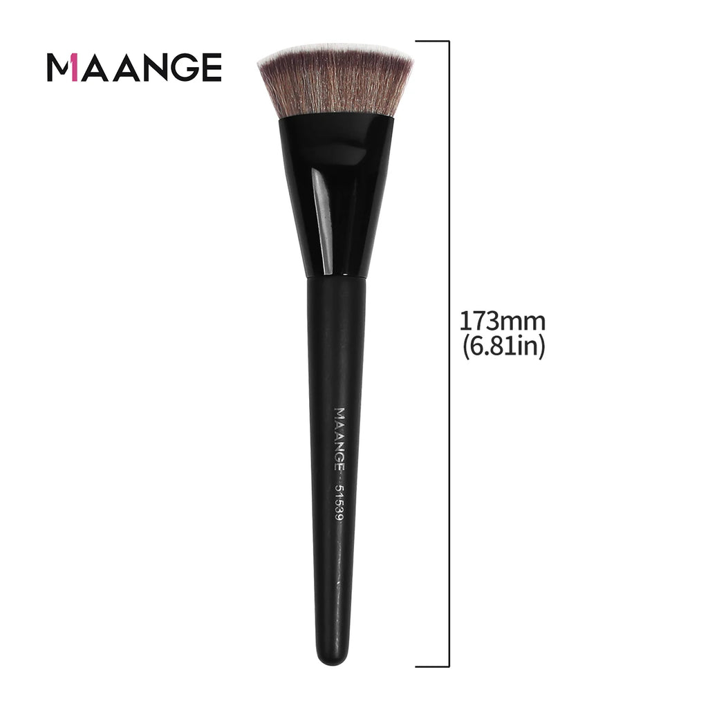 MAANGE Pinceau à fond de teint simple, tube rond et plat avec boîte de poudre, blush, anti-cernes, pinceau à maquillage, outil de maquillage doux pour la peau