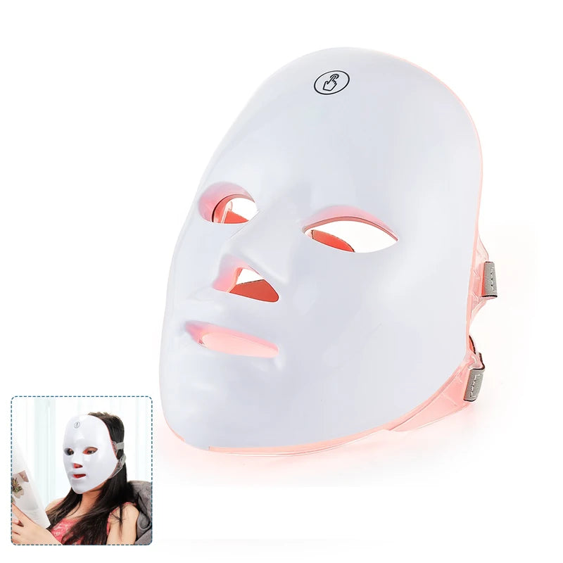 Machine de beauté visage sans fil à LED en 7 couleurs, masque facial photonique pour le cou, la peau du cou, le rajeunissement et le raffermissement