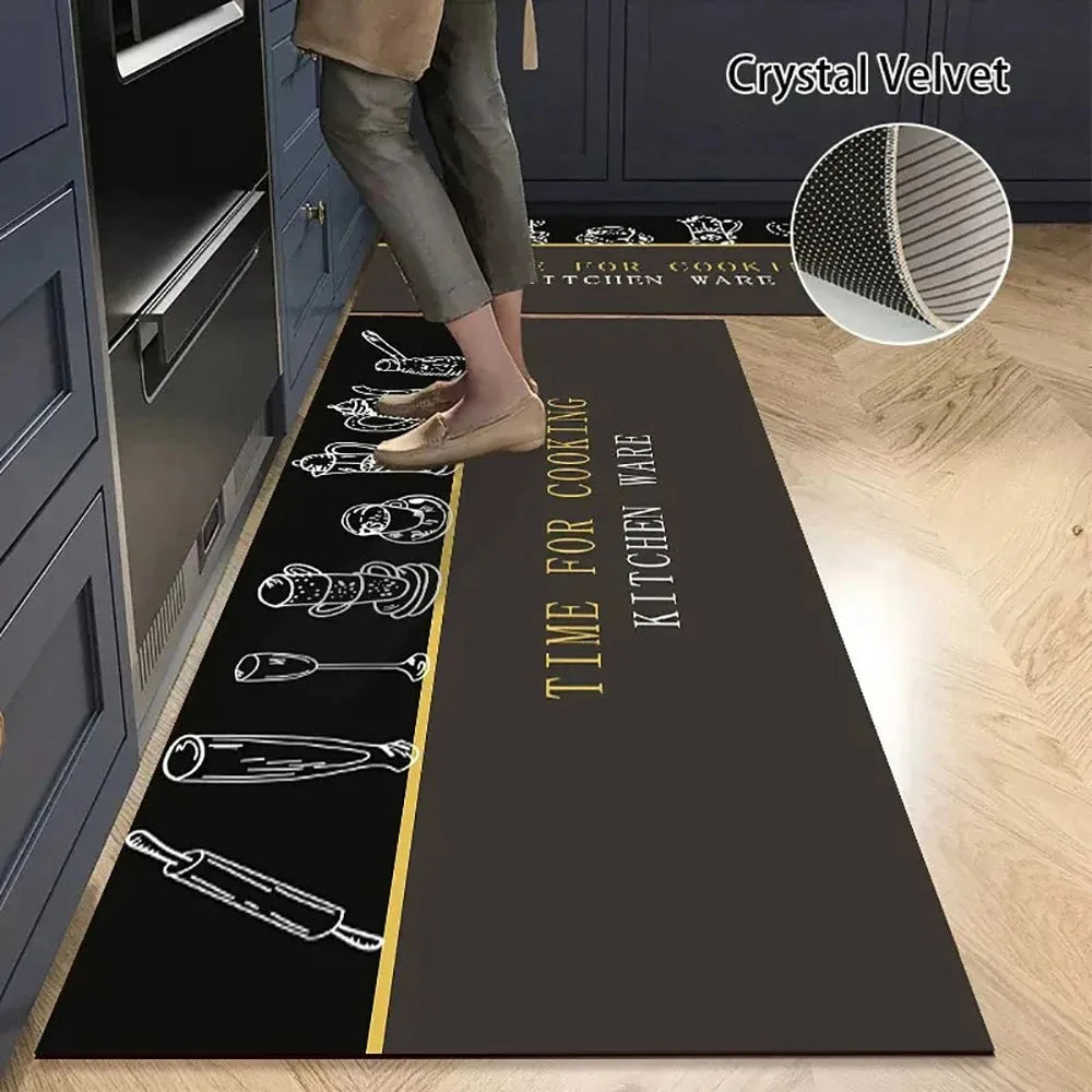 Tapis de cuisine antidérapant, longs tapis en velours de cristal pour le salon, tapis de pied absorbants, paillasson de chambre, paillasson transparent, petits tapis