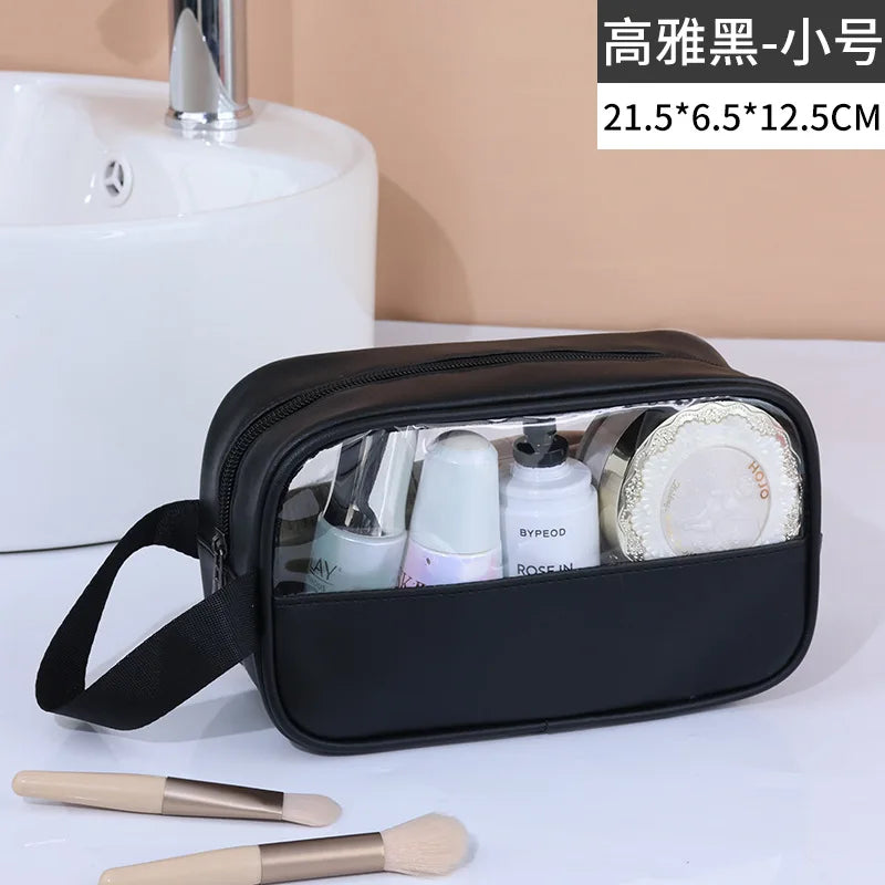 Sac cosmétique de voyage portable Sac de maquillage transparent pour femmes Sacs de bain grande capacité Étui de rangement multifonction imperméable