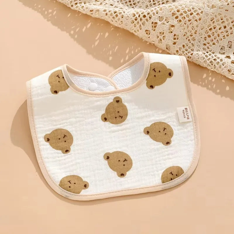 7pcs Bavoirs en coton imperméables pour bébés, linges à barboter, serviette à salive pour nouveau-nés, dessin animé, impression, accessoires pour bébés, biberons