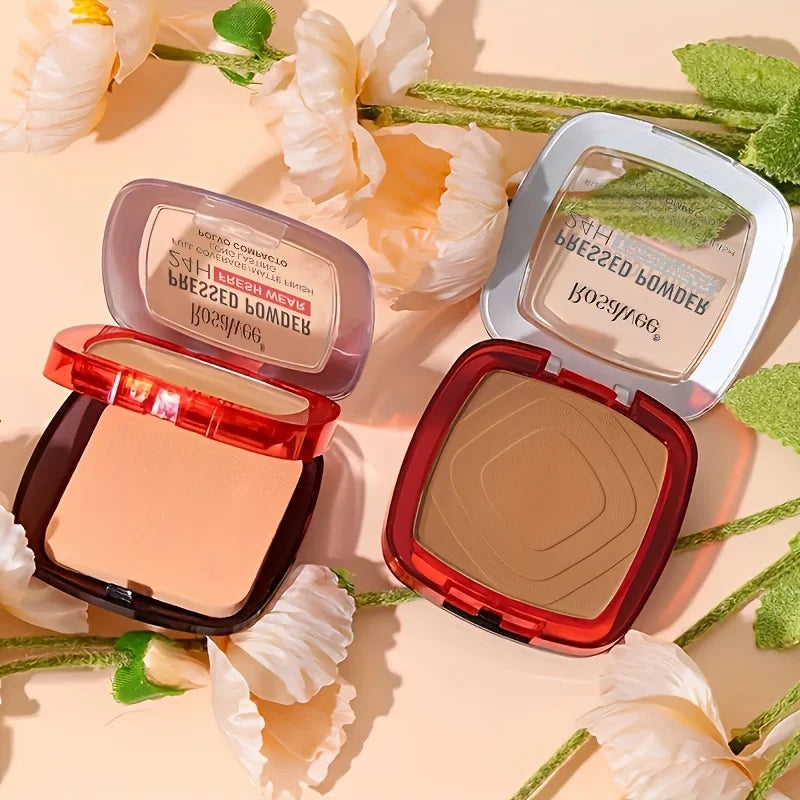 Fond de teint en poudre pressée mate à couverture complète avec applicateur moussant, maquillage en poudre de finition léger mat 24H Fresh Wear