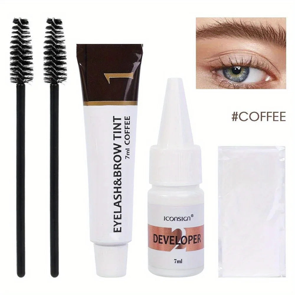 2 en 1 kit de teinture des cils et des sourcils, outil de maquillage de beauté professionnel pour la coloration des sourcils et des cils, adapté au quotidien