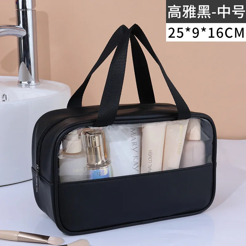 Sac cosmétique de voyage portable Sac de maquillage transparent pour femmes Sacs de bain grande capacité Étui de rangement multifonction imperméable