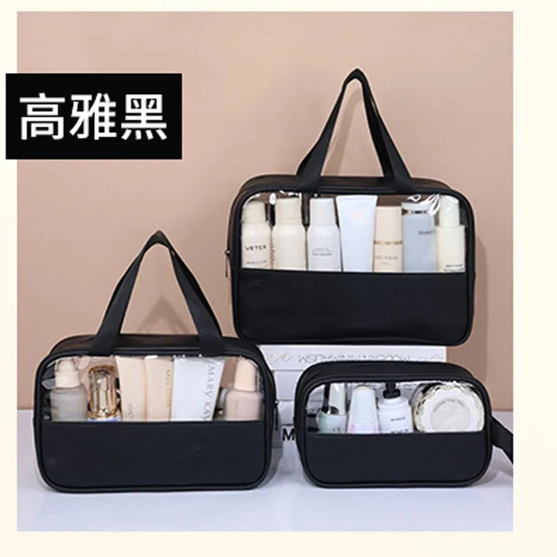 Sac cosmétique de voyage portable Sac de maquillage transparent pour femmes Sacs de bain grande capacité Étui de rangement multifonction imperméable