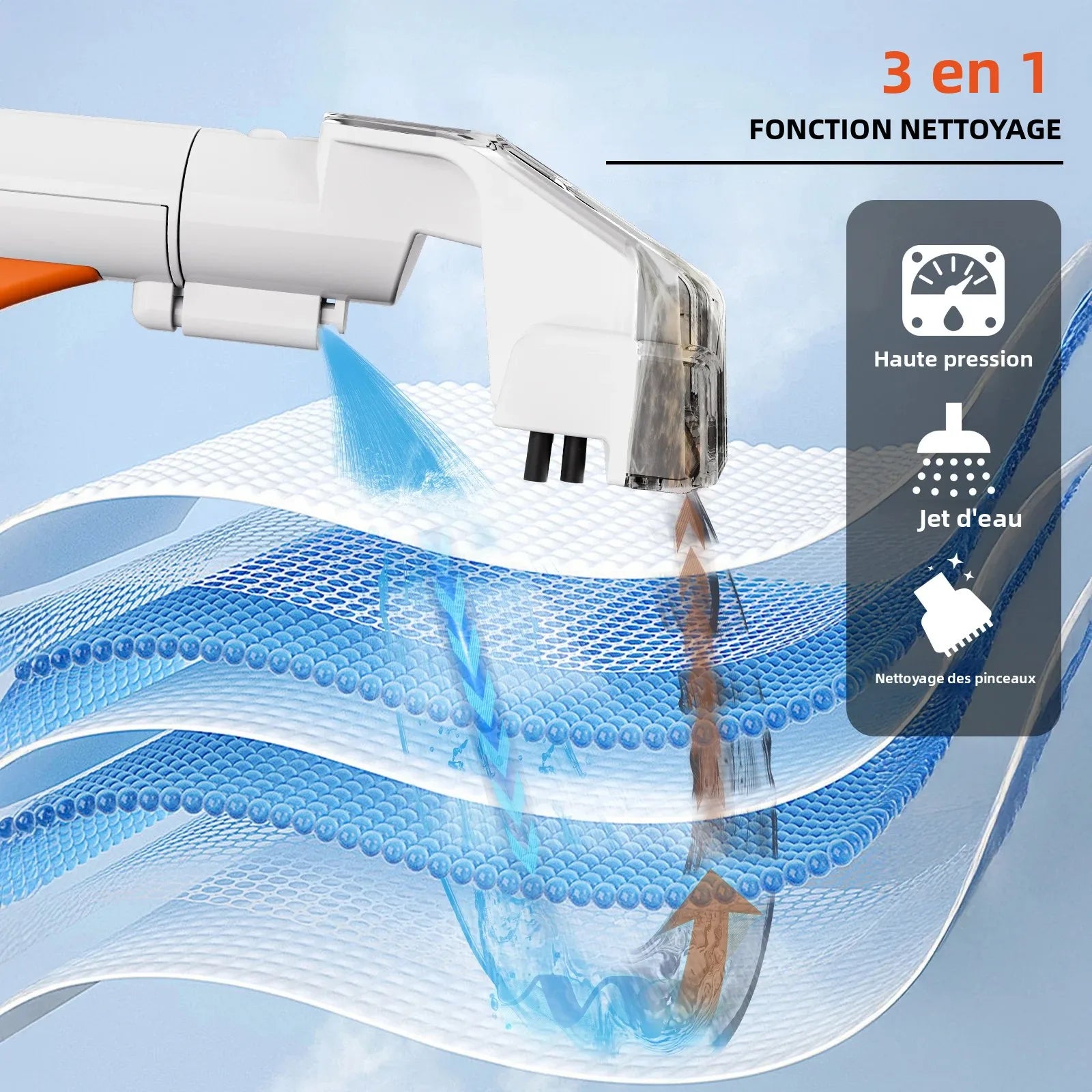 OMESER aspirateur Cleaner 600W 15KPa Nettoyant à moquette portable pour machine de nettoyage intégrée du rembourrage par aspiration et pulvérisation de rideaux sur canapé
