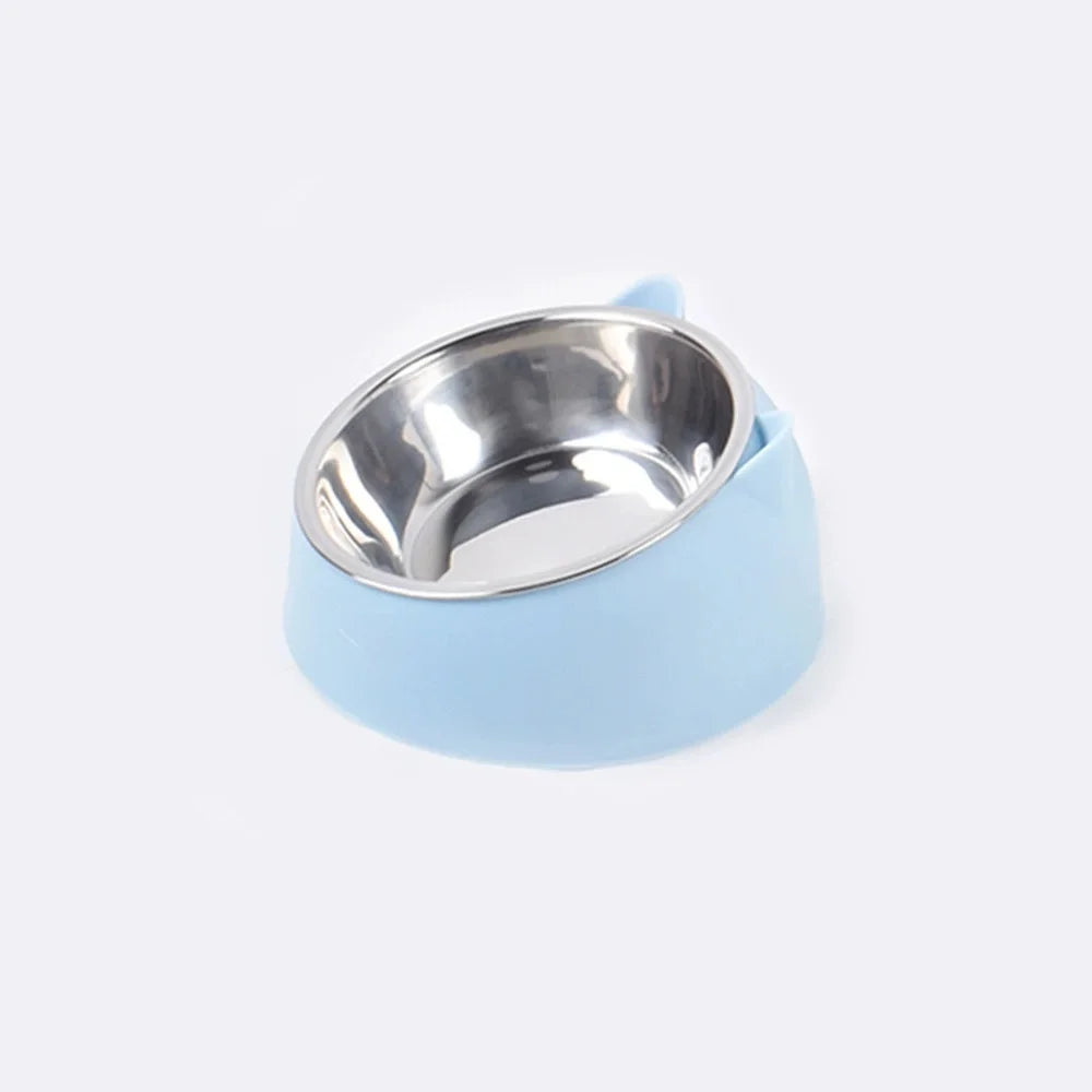 Bol pour chat et chien à 15 degrés surélevé, base antidérapante pour chiot, nourriture pour chat, mangeoire en acier inoxydable, dispositif de sécurité pour le cou incliné, animal de compagnie