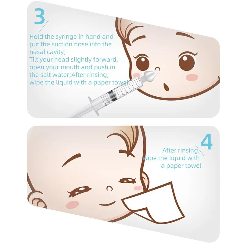 Nettoyant nasal pour bébé 2Pcs Nasal Washer Needle Tube Washer 10ML Aspirateur nasal pour nourrissons Nettoyant seringue Lavage Outils de soins pour bébés