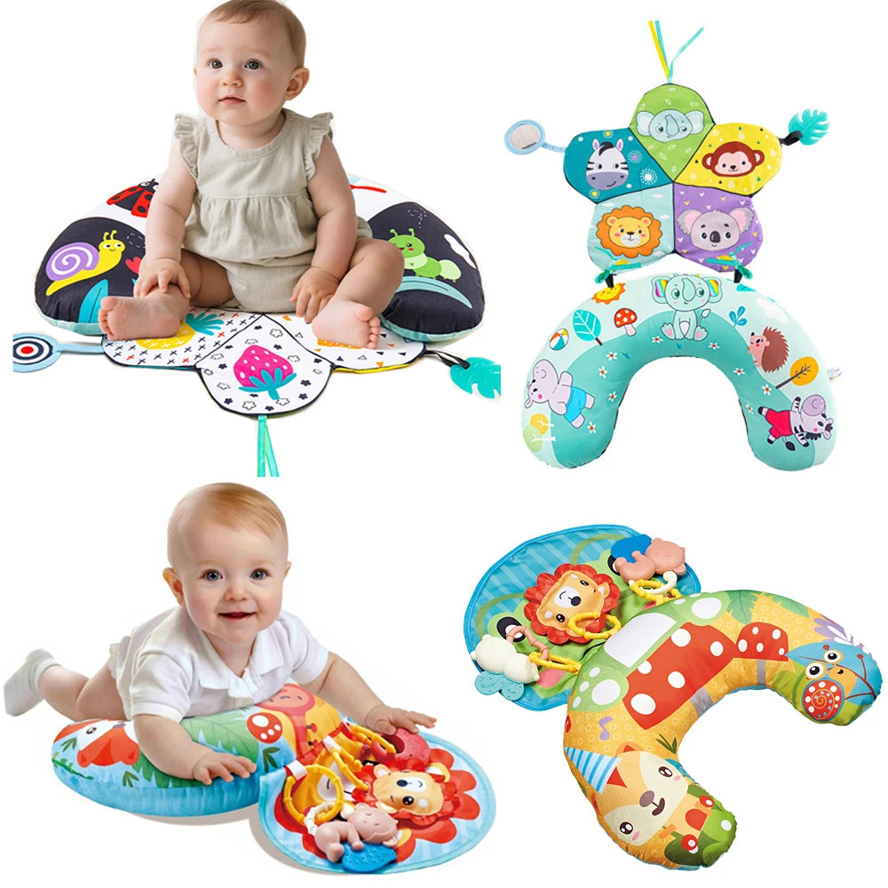 Oreiller pour bébé, coussin d’entraînement pour le ventre, coussin de couchage noir et blanc à contraste élevé, jouet sensoriel double face pour nouveau-né, coussin d’entraînement tête haute
