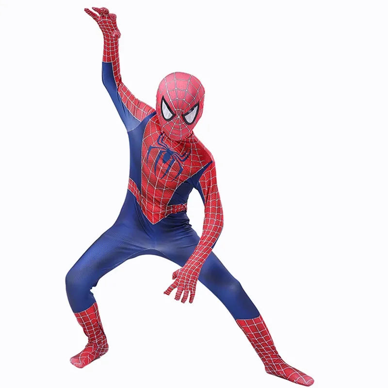 Super-héros pour enfants Grenouillère Personnage de film Jeu de rôle Masque Costume d’Halloween Araignée Motif Costume Enfants Cadeau de vacances