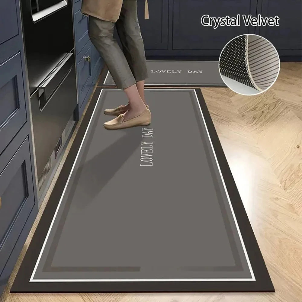 Tapis de cuisine antidérapant, longs tapis en velours de cristal pour le salon, tapis de pied absorbants, paillasson de chambre, paillasson transparent, petits tapis