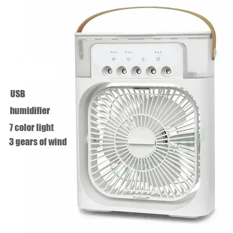 Nouveau 3 en 1 Ventilateur AIr Climatiseur Domestique Mini Refroidisseur d’air LED Veilleuse Humidificateur portable Réglage de l’air Ventilateur Bureau Home Fan