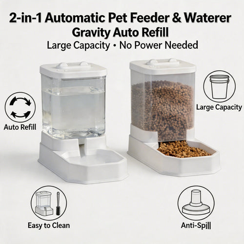 4L Set d’alimentation et d’abreuvoir automatiques pour chats de grande capacité | Distributeur de nourriture pour animaux de compagnie par gravité pour chats et chiens | Sans BPA et sans danger électrique
