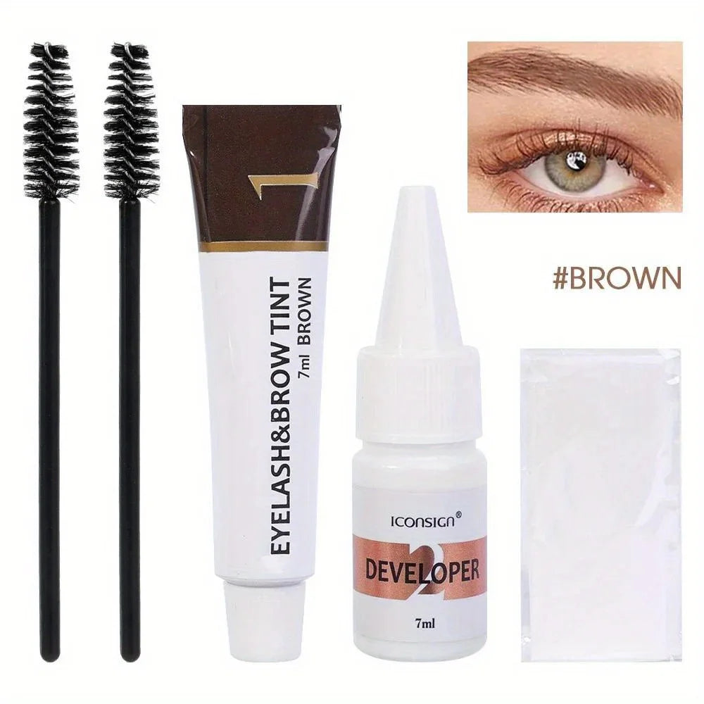 2 en 1 kit de teinture des cils et des sourcils, outil de maquillage de beauté professionnel pour la coloration des sourcils et des cils, adapté au quotidien