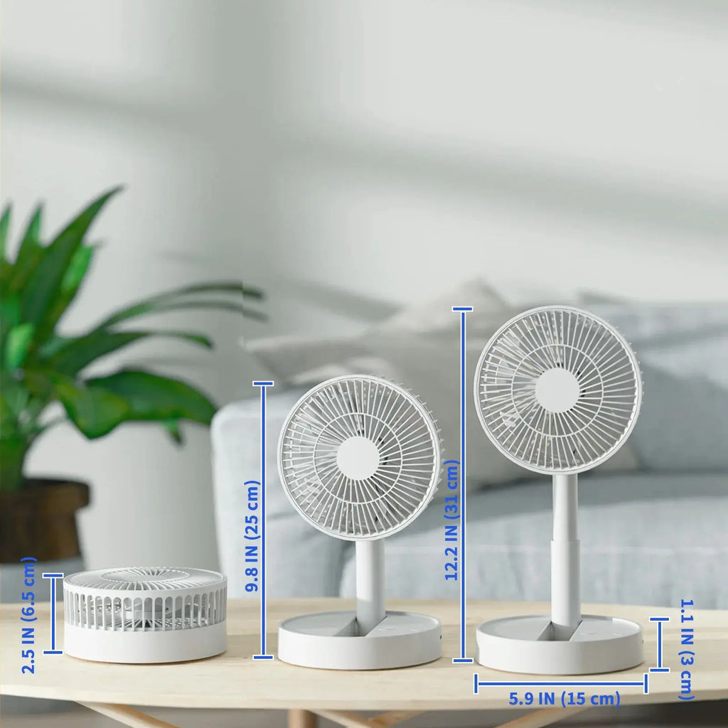Ventilateur pliable USB avec 4 vitesses et synchronisation, mini-ventilateur à piles pour chambre à coucher, intérieur ou extérieur, ventilateur de table