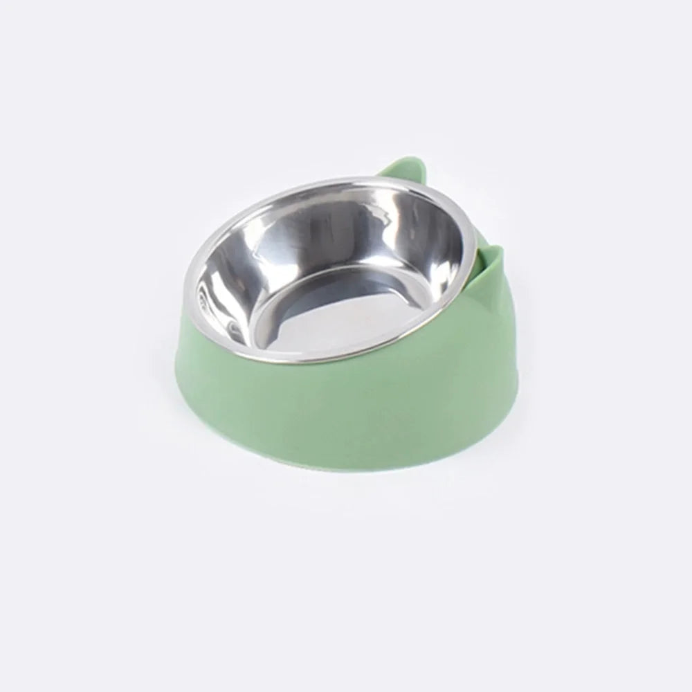 Bol pour chat et chien à 15 degrés surélevé, base antidérapante pour chiot, nourriture pour chat, mangeoire en acier inoxydable, dispositif de sécurité pour le cou incliné, animal de compagnie