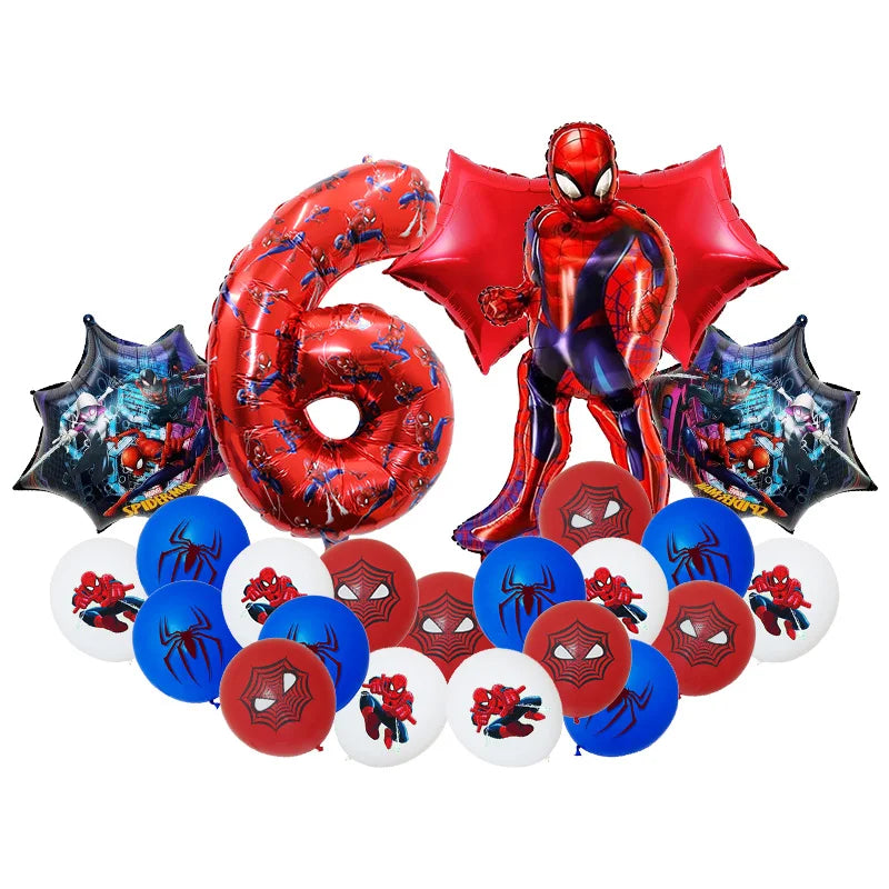 Décoration de fête d’anniversaire SpiderMan, ballons en latex et aluminium, vaisselle jetable pour enfant, fournitures d’événement, bannière en arrière-plan
