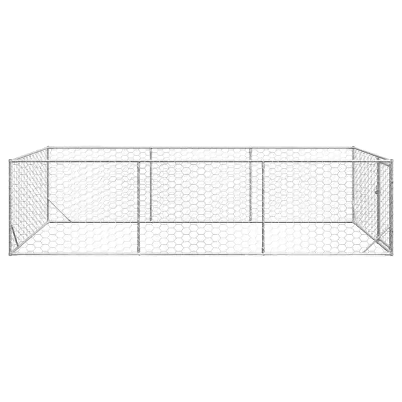 Chenil extérieur pour chien avec porte, 2 X 4 X 1 M, acier galvanisé, niche extérieure pour chien avec porte, acier galvanisé, grand chenil 2X4X1M
