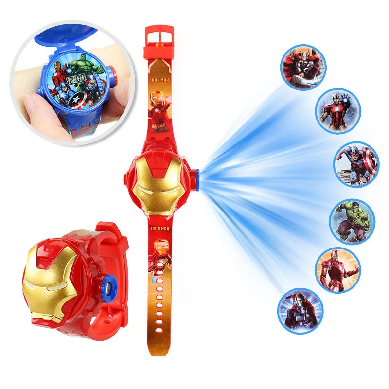 Projection de mode Spider-Man Montres pour enfants pour garçons Captain America Iron Man Montre pour enfants Horloge numérique Jouets d’étudiants Cadeaux