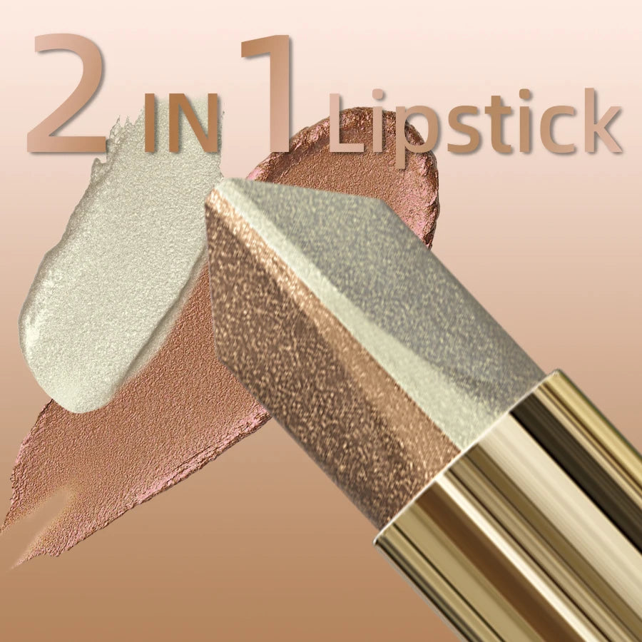 Bâton d’ombre à paupières deux couleurs, scintillant, pailleté, couleur marron, naturel, sans démaquiller, cosmétique pour les yeux pour femmes, cadeau