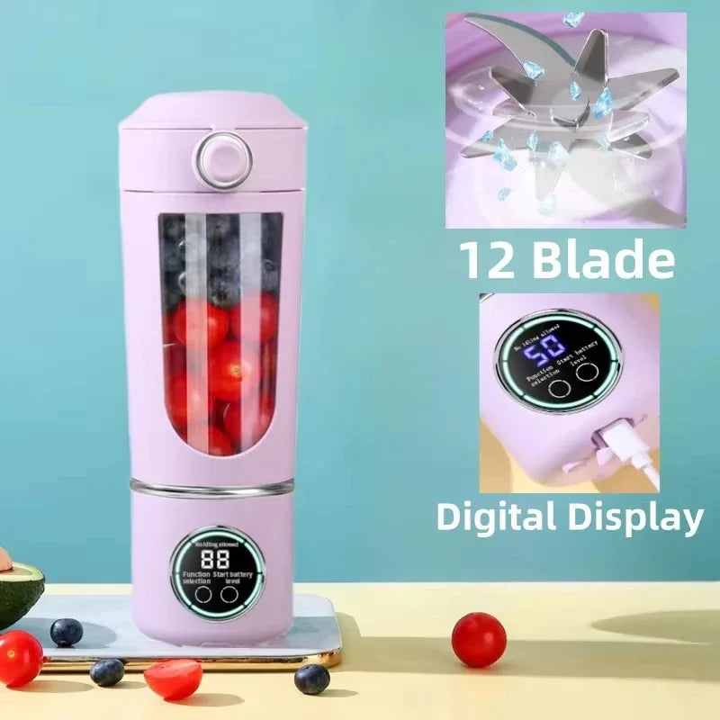 Nouveau mélangeur portable de fabricant de jus pour les milkshakes, smoothies 700ML, couleurs multiples, 12 lames, mélange rapide 2 en 1 blender, centrifugeuse à bouteille