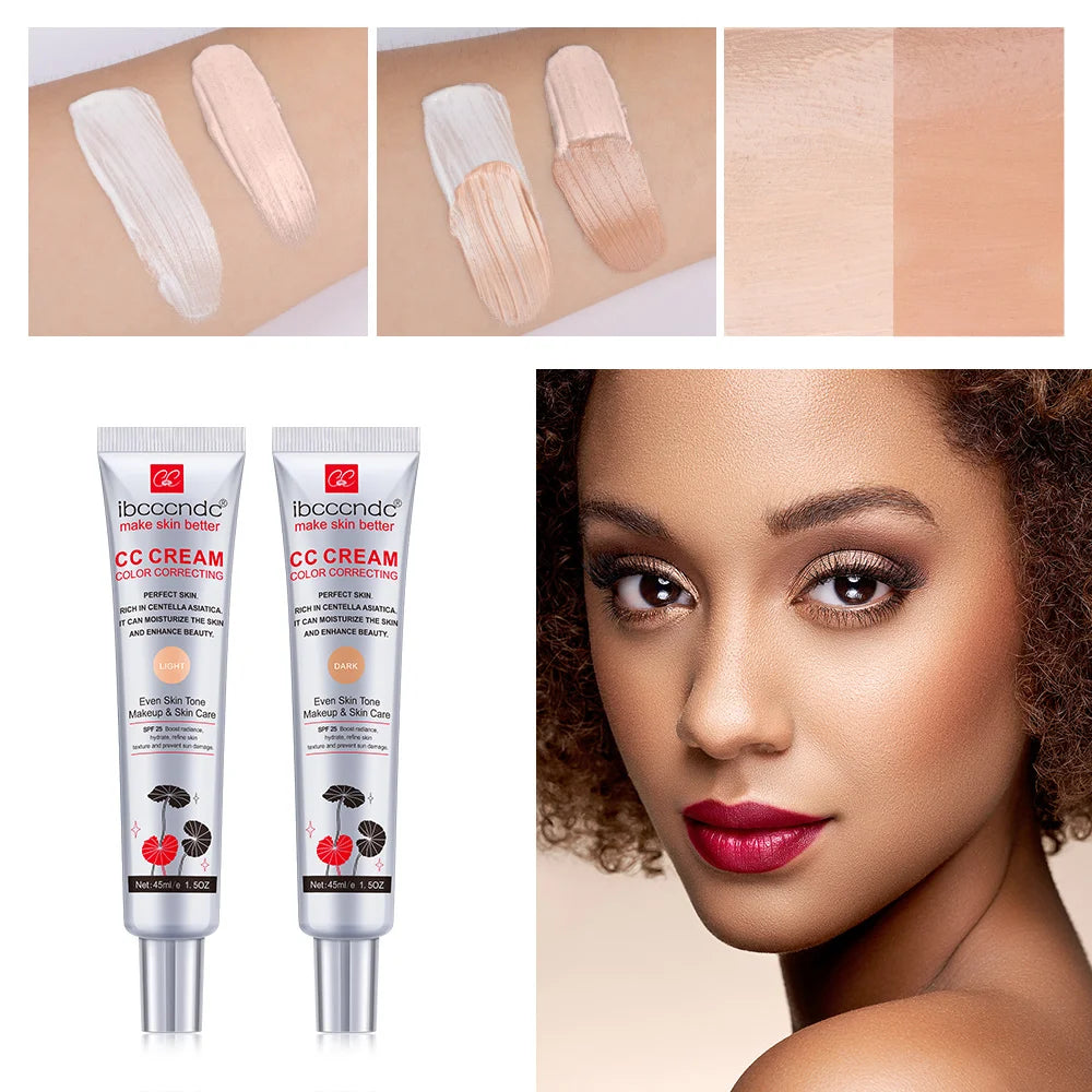 45ml Correcteur de couleur CC Crème Visage Centella Asiatica Réparation BB Cream Correcteur naturel Blanchissant Fond de teint liquide Cosmétiques