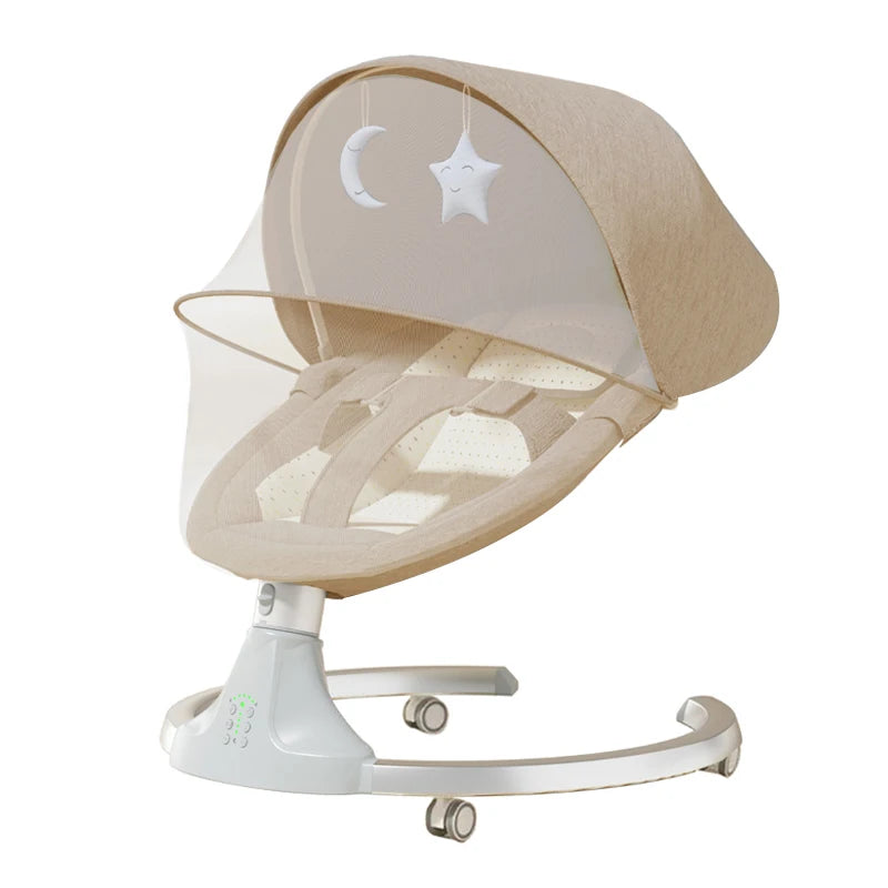 Berceau de bébé électrique Bluetooth avec moustiquaire, musique Bluetooth, chaise à bascule pour bébé, berceau multifonctionnel pour nouveau-nés 2024