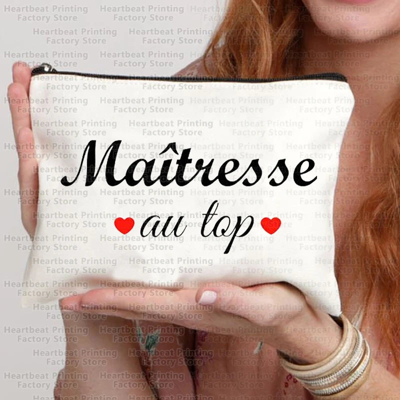 Merci Maîtresse Imprimer Sac de cosmétiques de voyage Sac de rouges à lèvres Trousse Pochette Sacs pour femmes Cadeau de retour à l’école