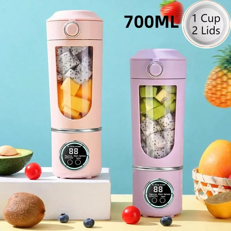 Nouveau mélangeur portable de fabricant de jus pour les milkshakes, smoothies 700ML, couleurs multiples, 12 lames, mélange rapide 2 en 1 blender, centrifugeuse à bouteille