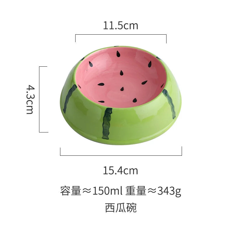 COLLECTION ETE 4 designs mignons, bol en céramique pour animaux, bol à melon d’eau, forme fraise, bol pour chat, petit chien, bol coloré pour fournisseurs d’eau, bol pour chat