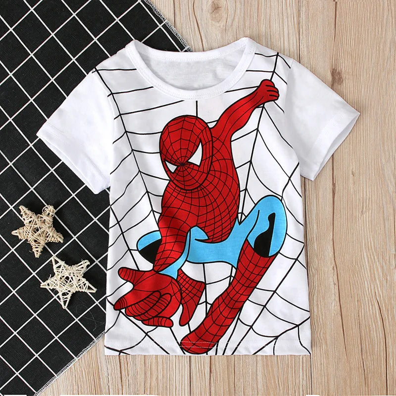 Tshirt enfant dessin animé Anniversaire des garçons Marvel Spiderman Chemises Manches courtes Sport décontracté Tops pour enfants Baby Print Super Hero Anniversaire Party Wear