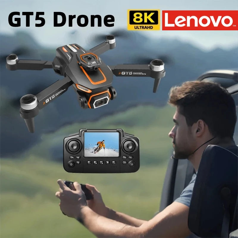 Lenovo GT5 Mini Drone 4K Professionnel 8K HD Caméra RC avec écran Brushless flux optique Quadcopter Obstacle Avoidance