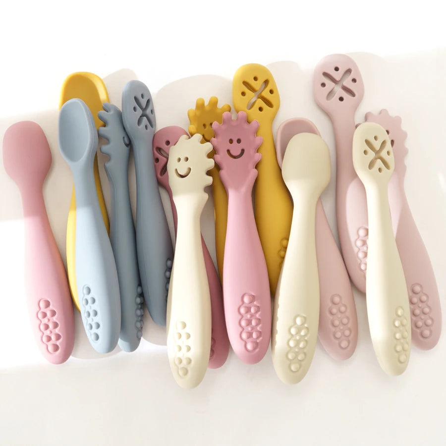 3PCS Mignon Bébé Apprentissage Cuillères Ustensiles Ensemble Nouveau-né Alimentation Cuillère Ensemble Tout-petit Cuillère Sevrage Couverts Enfants Tablewar