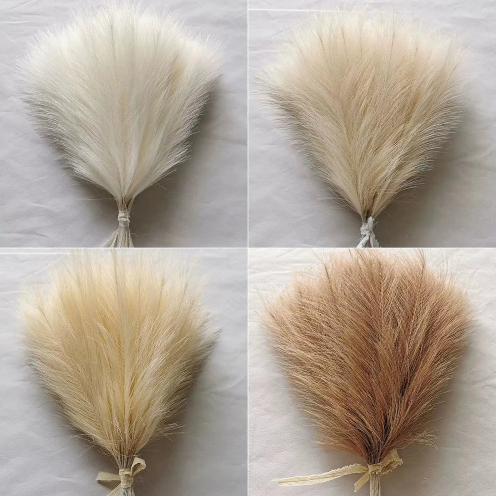 10 pièces Pampas artificiels, herbe moelleuse, roseau, fausse plante pour l’anniversaire, mariage, fête à la maison, décoration de vase, bouquets de fleurs, bricolage