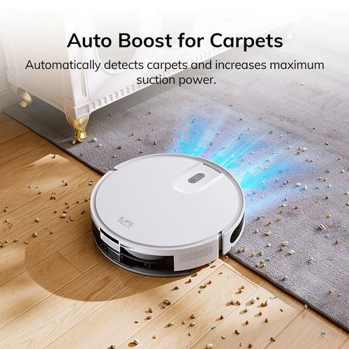 Aspirateur robot ILIFE V20, aspiration 5000Pa, navigation intelligente LiDAR SOF, contrôle d’application, nettoyage personnalisable, recharge automatique