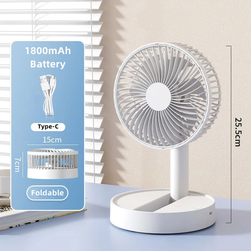 Ventilateur pliable USB avec 4 vitesses et synchronisation, mini-ventilateur à piles pour chambre à coucher, intérieur ou extérieur, ventilateur de table