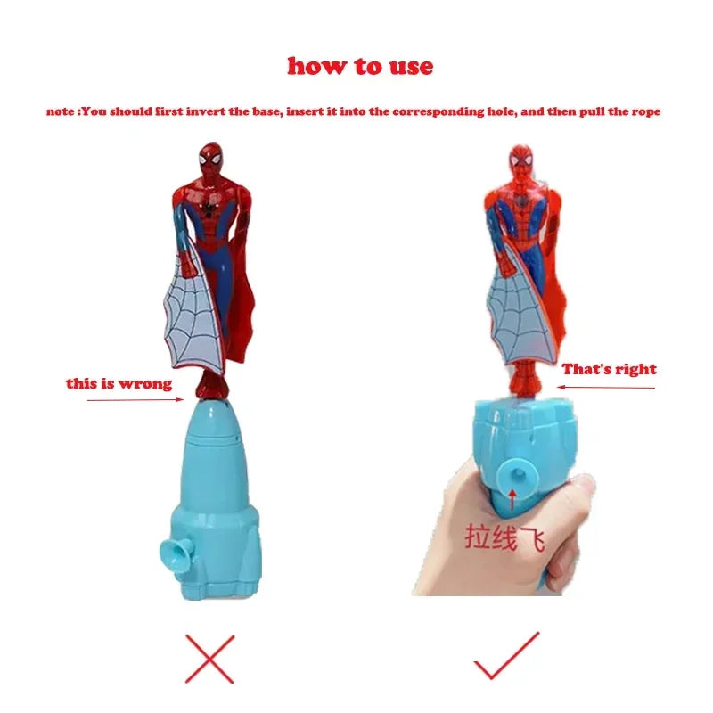jouet / Jeux Figurine volante Spiderman Bamboo Dragonfly Jouet volant Iron Man Capitaine Ficelle Rotative Jouets volants Jouet d’extérieur pour garçons Enfants Cadeau