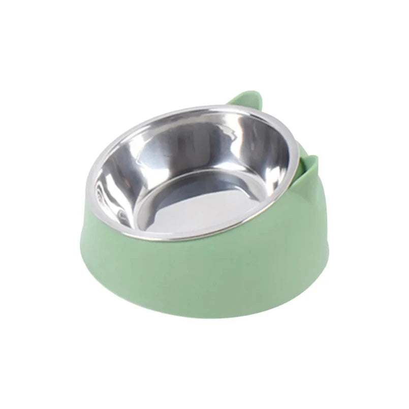 Bol pour chat et chien à 15 degrés surélevé, base antidérapante pour chiot, nourriture pour chat, mangeoire en acier inoxydable, dispositif de sécurité pour le cou incliné, animal de compagnie
