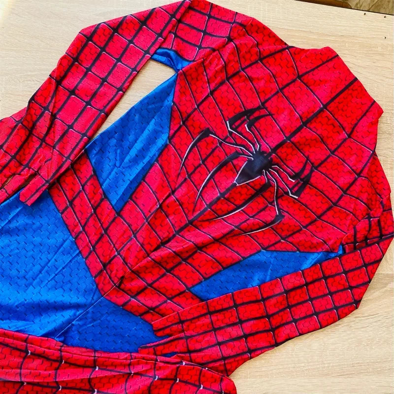 Super-héros pour enfants Grenouillère Personnage de film Jeu de rôle Masque Costume d’Halloween Araignée Motif Costume Enfants Cadeau de vacances