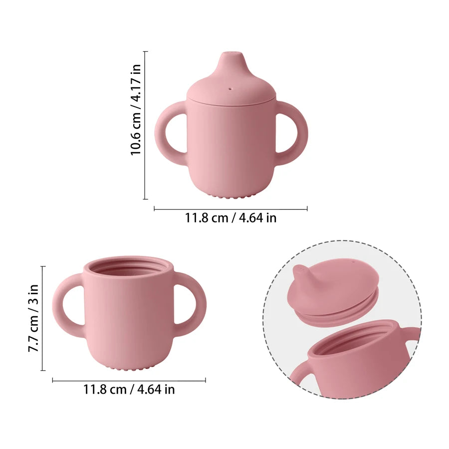 1PCS Gobelets en silicone pour l’alimentation des bébés, pour nourrissons et jeunes enfants, gobelets d’apprentissage portatifs, manche à main, gobelets d’eau potable, articles pour bébés