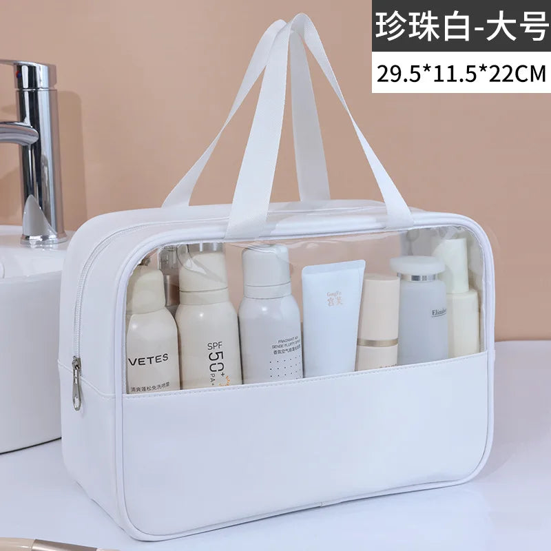 Sac cosmétique de voyage portable Sac de maquillage transparent pour femmes Sacs de bain grande capacité Étui de rangement multifonction imperméable