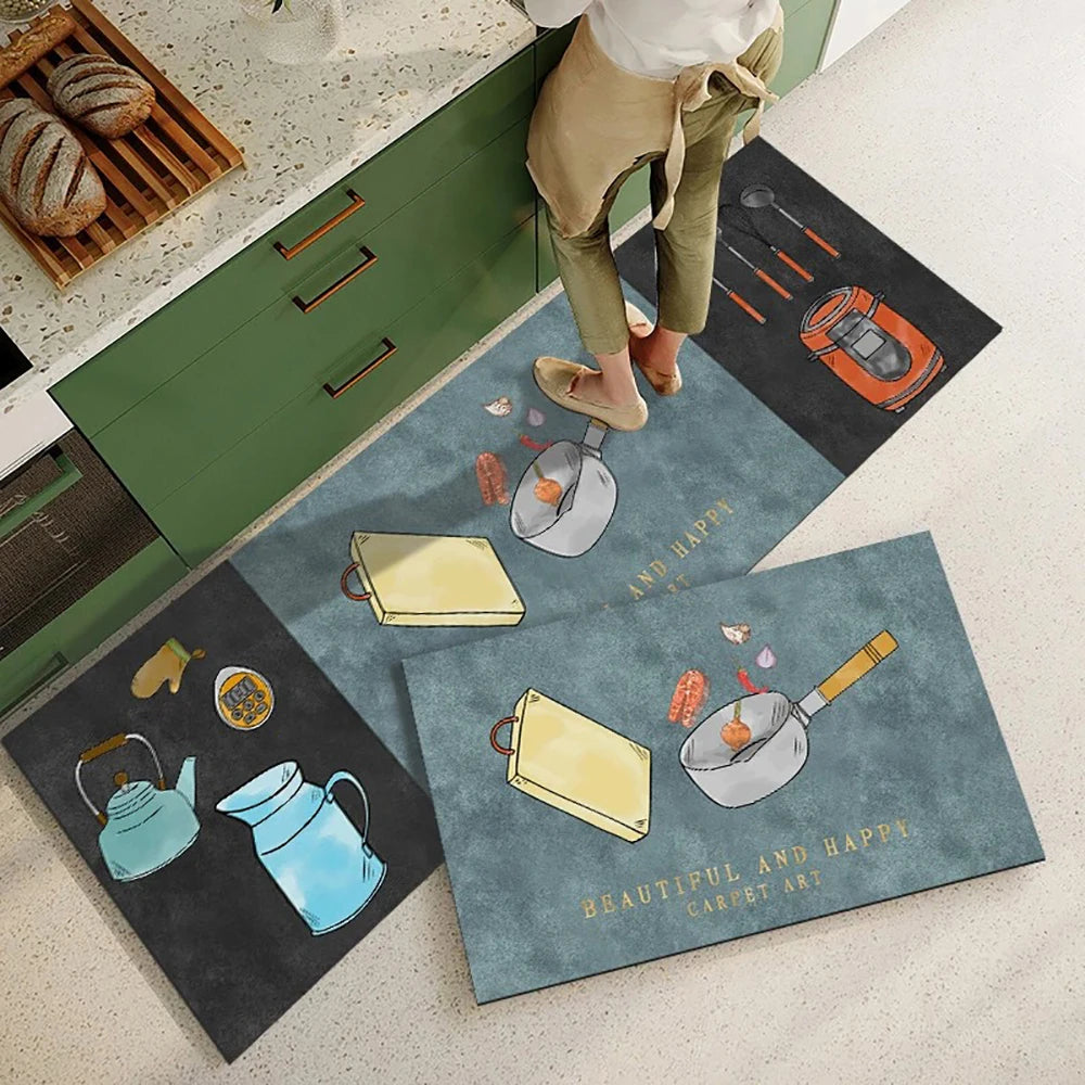 Tapis de cuisine antidérapant, longs tapis en velours de cristal pour le salon, tapis de pied absorbants, paillasson de chambre, paillasson transparent, petits tapis