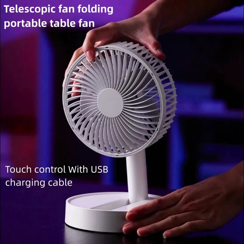 Ventilateur pliable USB avec 4 vitesses et synchronisation, mini-ventilateur à piles pour chambre à coucher, intérieur ou extérieur, ventilateur de table