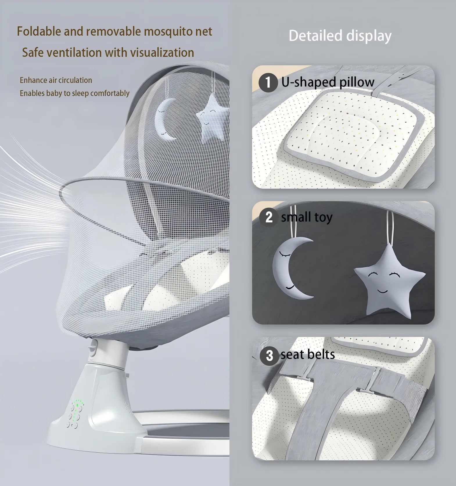 Berceau de bébé électrique Bluetooth avec moustiquaire, musique Bluetooth, chaise à bascule pour bébé, berceau multifonctionnel pour nouveau-nés 2024