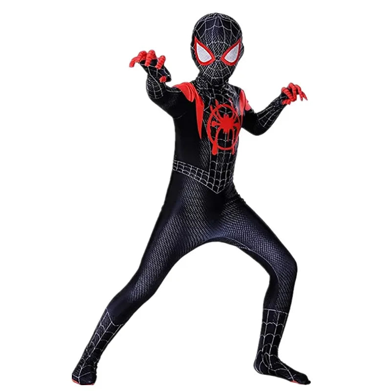 Super-héros pour enfants Grenouillère Personnage de film Jeu de rôle Masque Costume d’Halloween Araignée Motif Costume Enfants Cadeau de vacances
