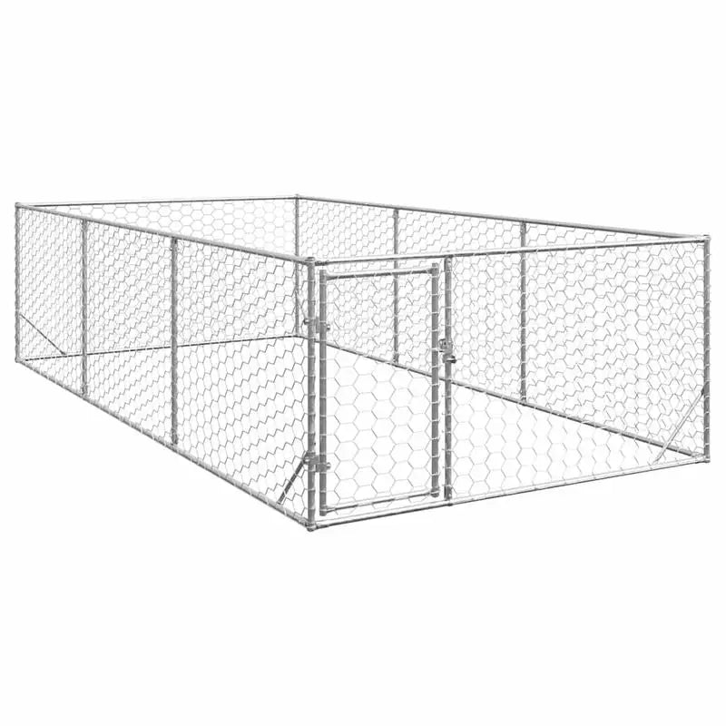 Chenil extérieur pour chien avec porte, 2 X 4 X 1 M, acier galvanisé, niche extérieure pour chien avec porte, acier galvanisé, grand chenil 2X4X1M